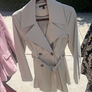 For Cynthia Cream Trench Coat with Belted Waist